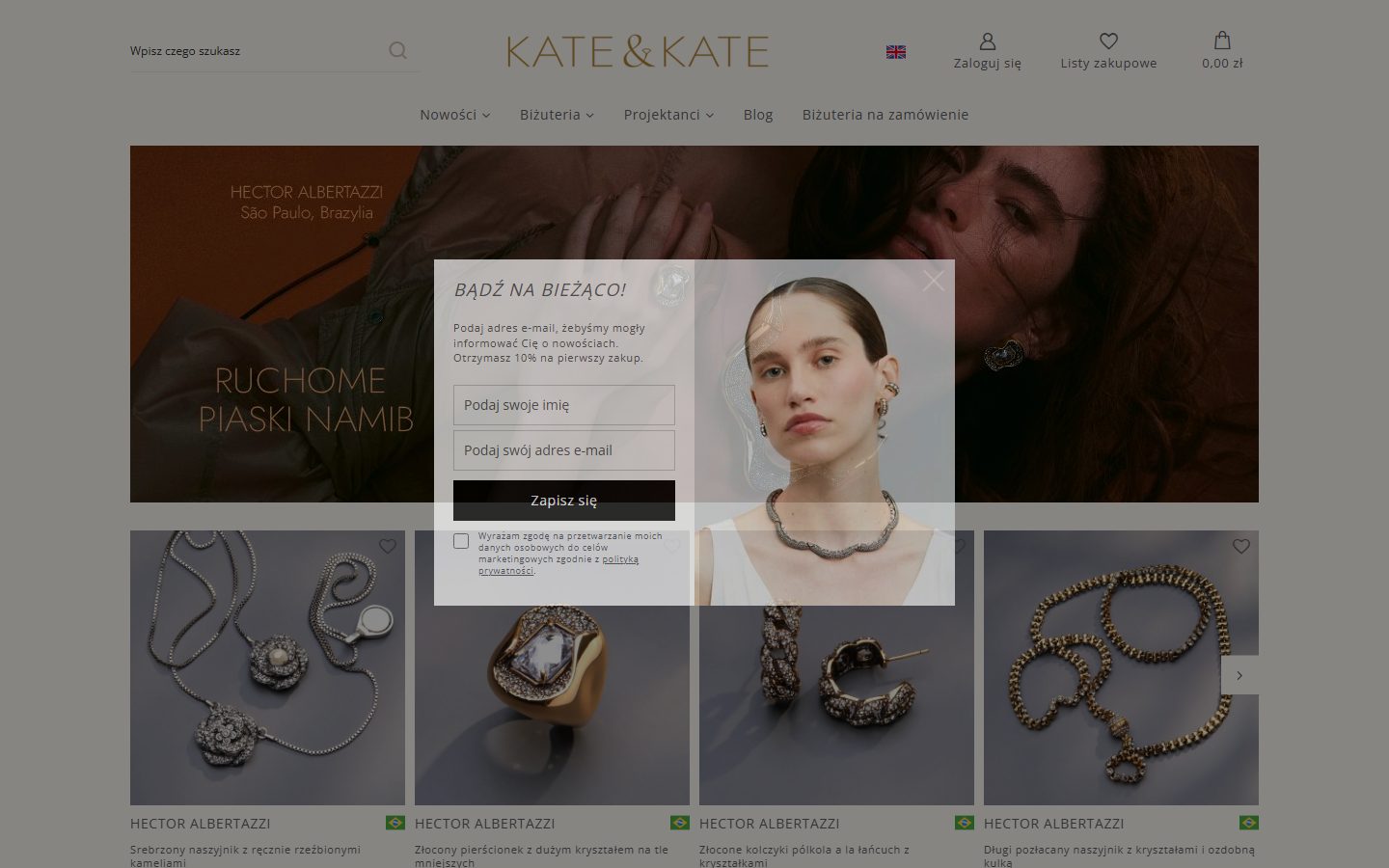 Sklep kateandkate.pl na ekranie laptopa