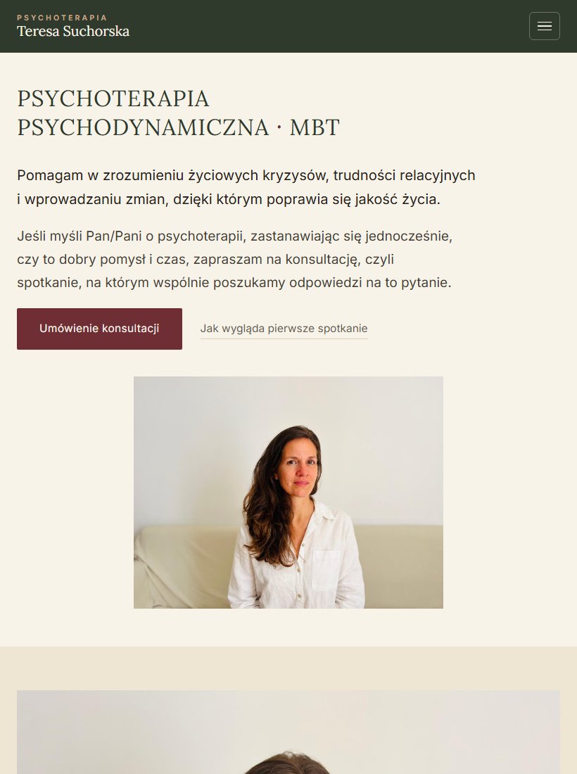 Strona teresasuchorska.pl na ekranie tabletu