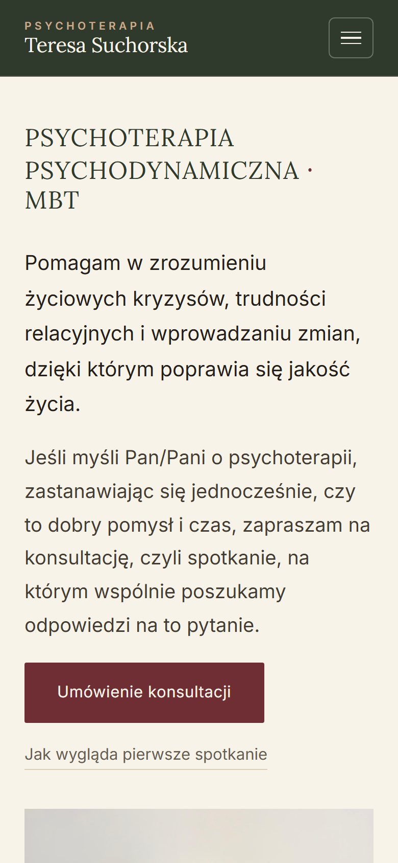 Strona teresasuchorska.pl na ekranie telefonu